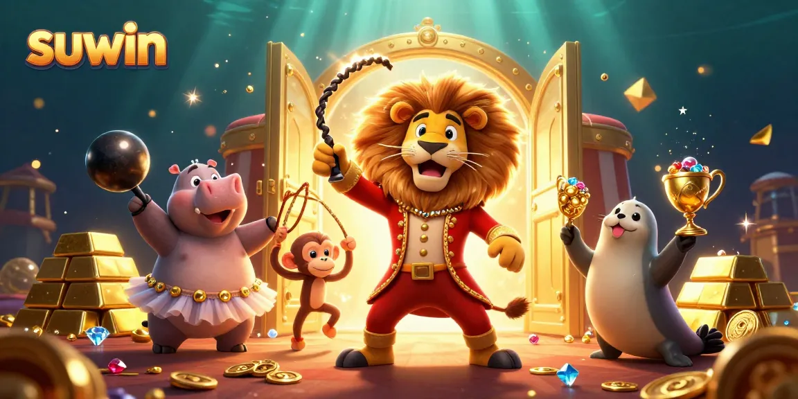 Suwin offers thrilling jackpot action with vibrant characters in a dynamic casino scene.
